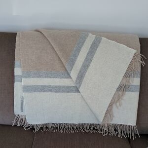 Alicia Adams Alpaca Gray And Tan Fringed Throw